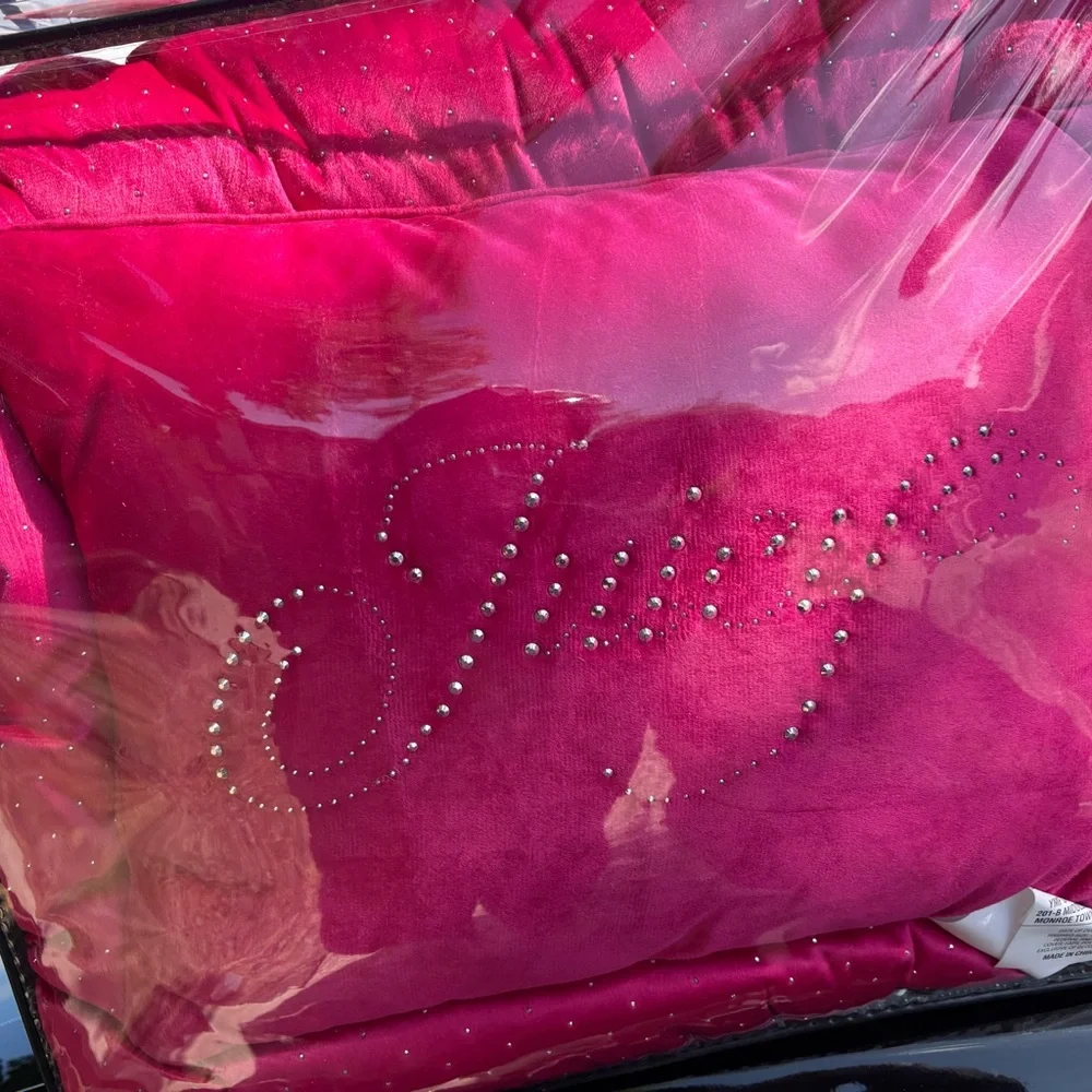 Viral Juicy Couture Velour Rhinestone Comforter Set - Hot Pink🩷